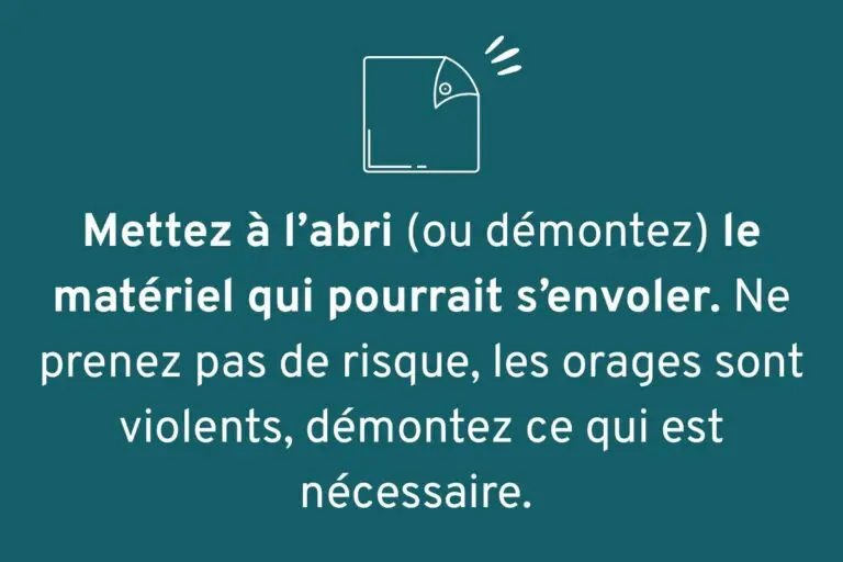 Conseils orage - Mise abri matériel